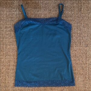 Ann Taylor Teal Lace Trim Cotton Camisole XS